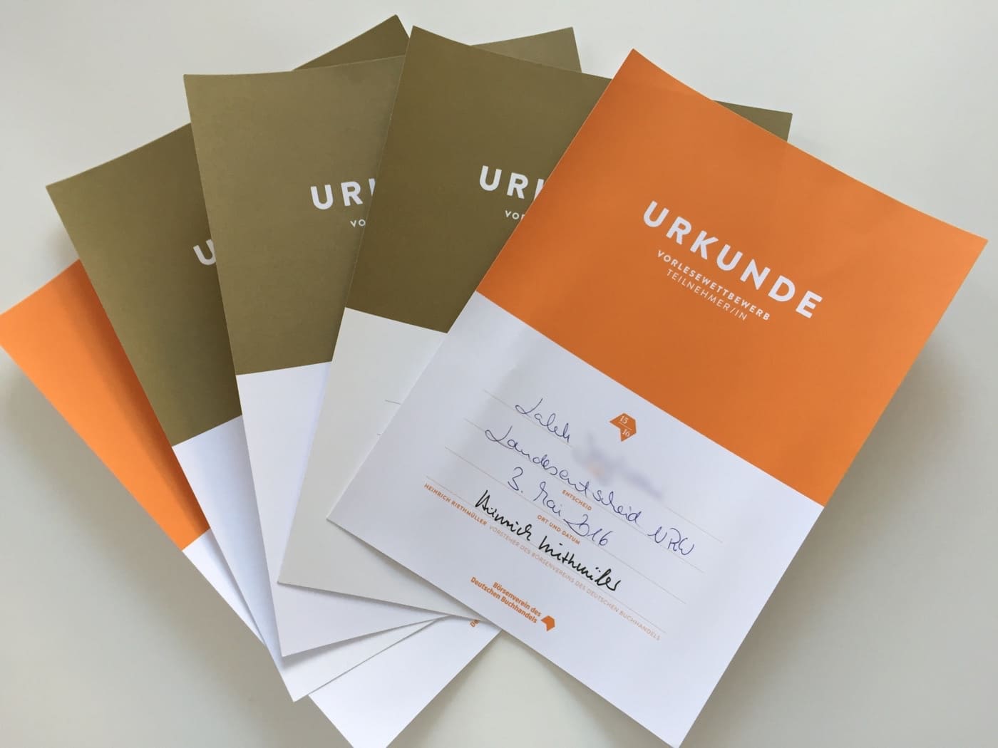 Urkunden Vorlesewettbewerb 2016